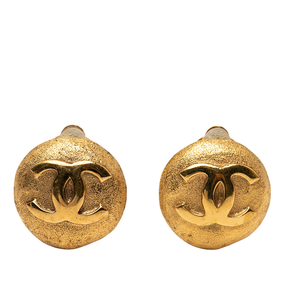 Pre-Loved Chanel CC Gold Plated Round Clip On Earrings